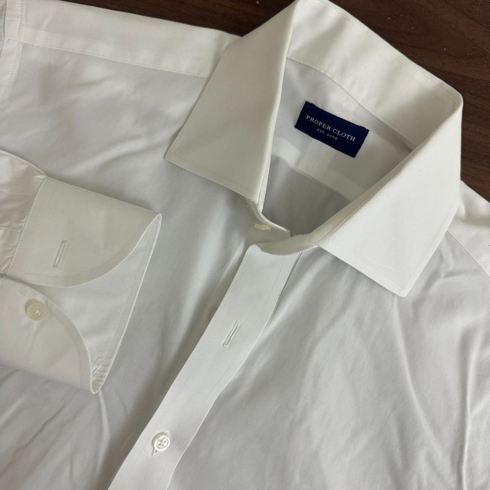 Proper Cloth Dress Shirt White Long Sleeve Button Up Formal Classic Men 16.5